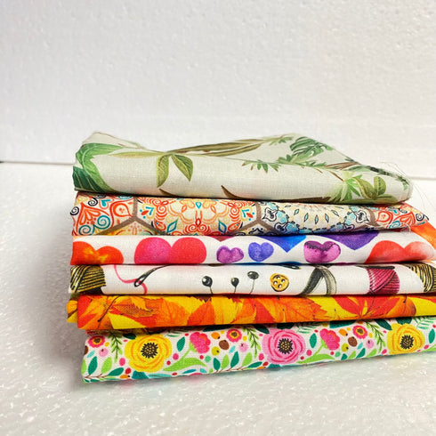 6 Piece Digital Cotton Fat Quarter Bundle- 100% Cotton