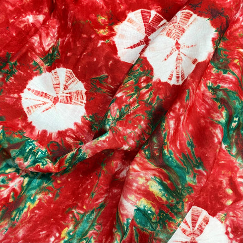 2.9 Metre Premium Tie Dye Cotton – 36” Wide - (Red & Green)