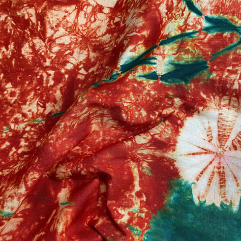 2.9 Metre Premium Tie Dye Cotton – 36” Wide - (Red & Green)