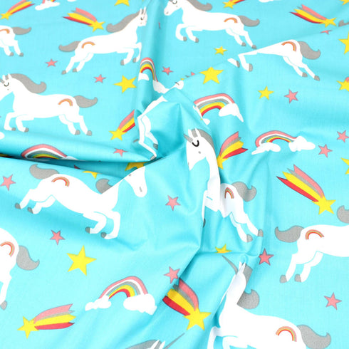 3 Metre Premium Eco-Cotton 45" Wide - Blue Unicorn