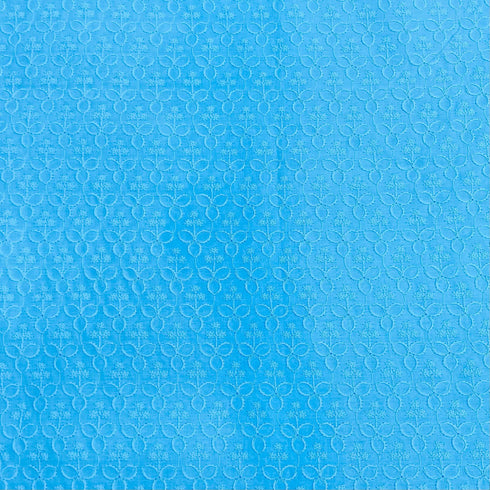 3 Metre Broderie Anglaise Floral Cotton - 45" Wide (Blue)