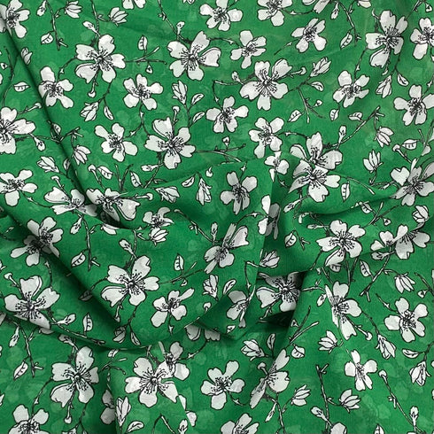 3 Metre Dressmaking Printed Crepe 55" wide (Green)