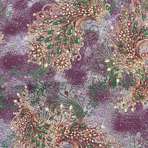 3 Metres Luxury Diamante Printed Winter Viscose- 55'' - (Aubergine)