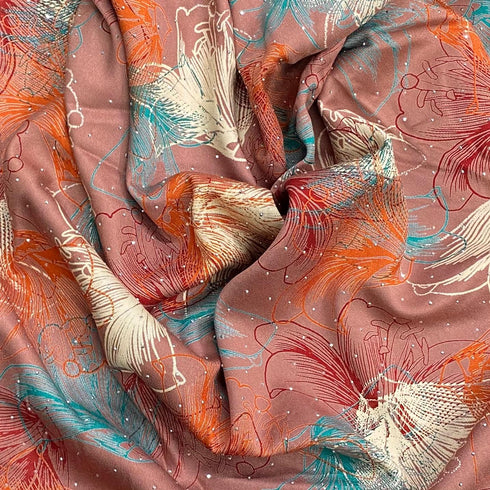 3 Metres Luxury Diamante Printed Winter Viscose- 55'' - (Dusty)