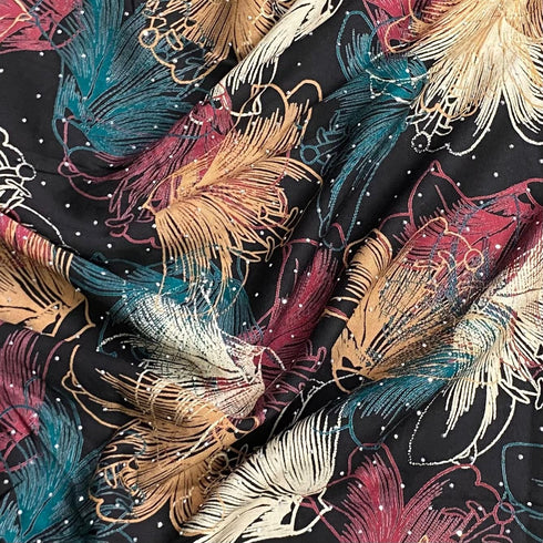 3 Metres Luxury Diamante Printed Winter Viscose- 55'' - (Puma)