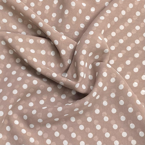 3 Metres Luxury Printed Chiffon- 55" Wide- (Brown Polka)