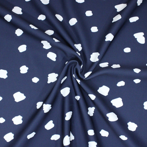 3 Metres Luxury Soft Ponte Scuba - 55" Wide (Spots Navy)
