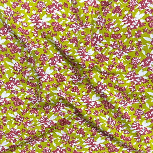 3 Metres Premium Cotton Jersey- 55'' Wide -(Green Floral)