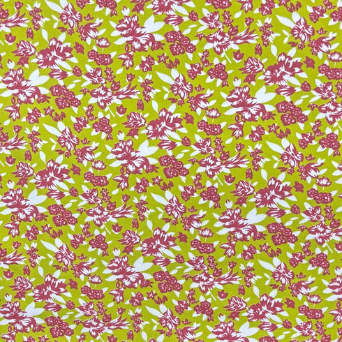 3 Metres Premium Cotton Jersey- 55'' Wide -(Green Floral)