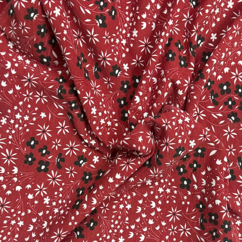 3 Metres Premium Cotton Jersey- 55'' Wide -(Red Floral)