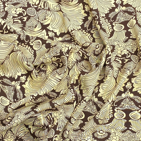 3 Metres, Printed Summer Dressmaking Viscose Fabric - 55" Wide (Brown)