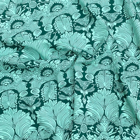 3 Metres, Printed Summer Dressmaking Viscose Fabric - 55" Wide (Green)