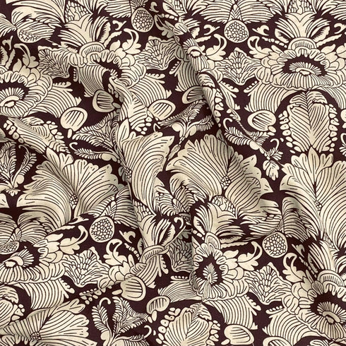 3 Metres, Printed Summer Dressmaking Viscose Fabric - 55" Wide (Dark Brown)