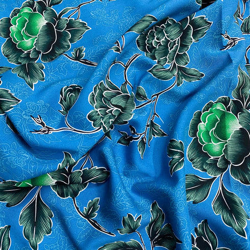 3 Metres, Printed Summer Dressmaking Viscose Fabric - 55" Wide (Blueberry)