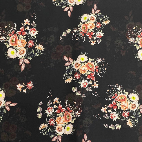 3 Metres Silky-Smooth Printed Satin- 45" Wide (Black)