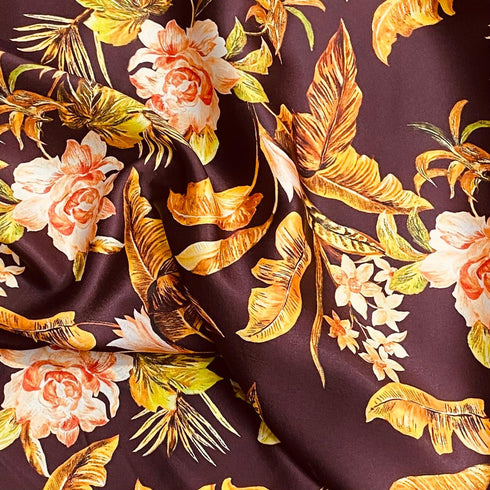 3 Metres Silky-Smooth Printed Satin- 45" Wide (Brown)