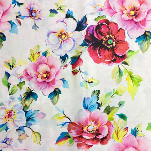3 Metres Silky-Smooth Printed Satin- 45" Wide (White)
