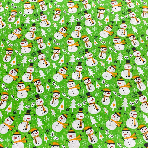 3 Pieces Bundle Super Soft Christmas Print Poplin Cotton - 45" Wide (Snowman Bundle)