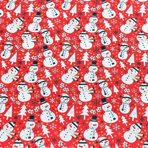 3 Pieces Bundle Super Soft Christmas Print Poplin Cotton - 45" Wide (Snowman Bundle)