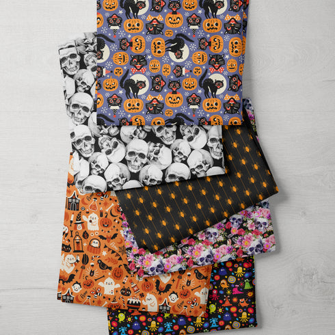 6 Piece Halloween Fat Quarter Bundle- 100% Cotton