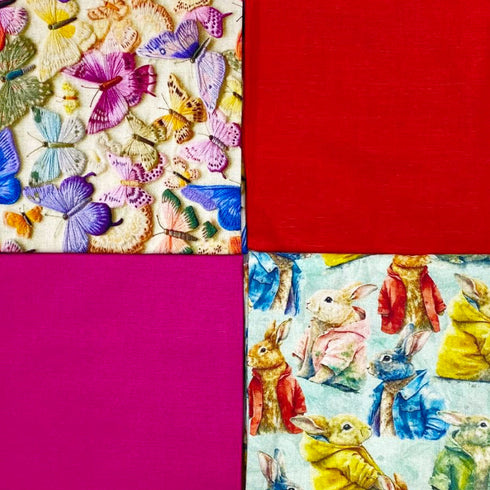 4 Piece Fat Quarter Bundle- 100% Cotton (Whimsical Animals)