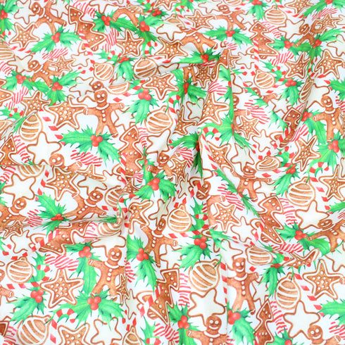 Sold Per Metre, Premium Quality Printed Digital Cotton, 'Gingerbread' - 45" Wide