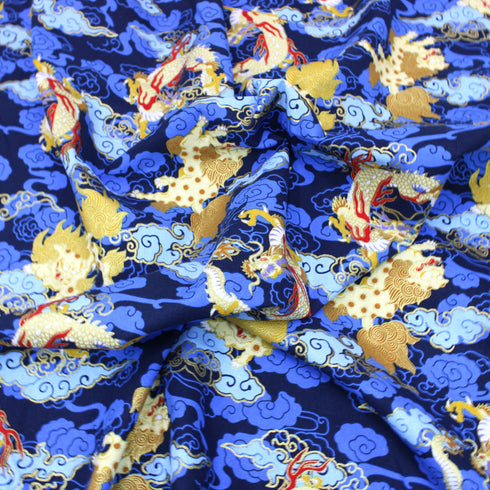 Premium Gold Foil 100% Cotton - 55" Wide - Blue