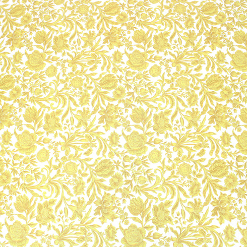 3 Metres Gold Foil Cotton Lawn, 'Liberty Inspired Yellow Floral' - 58" Wide