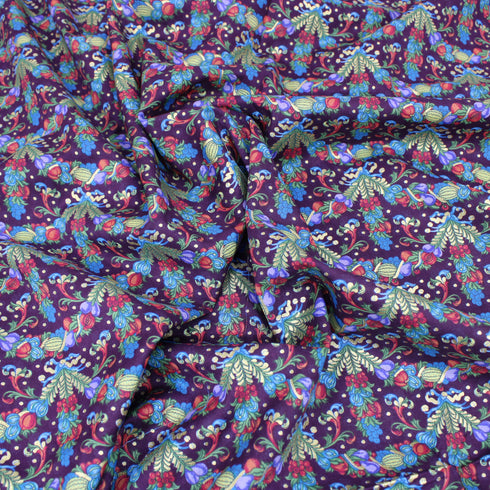 3 Metres Gold Foil Cotton Lawn, ' Purple ' - 58" Wide