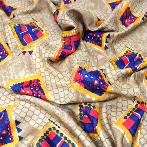 3 Metres Tribal Printed Rayon - 55" Wide - Gold