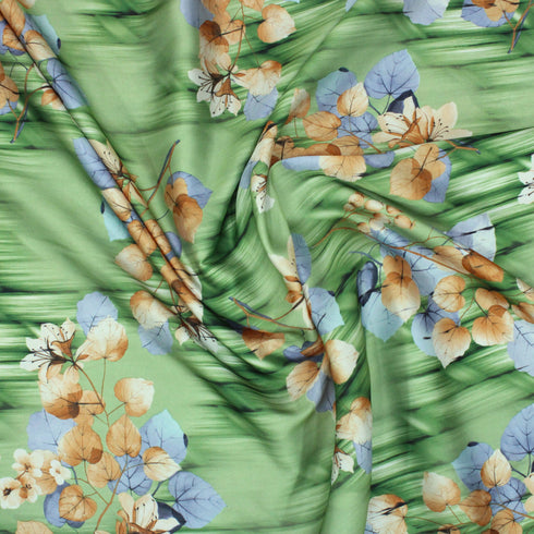 3 Metre, Heavyweight Printed Satin,- 55" Wide- Green