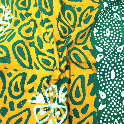 2.9 Metres Premium Quality 100% Cotton Batik - 45" Wide - Yellow & Green