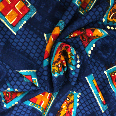 3 Metres, Dressmaking Gold Foil Viscose, - 55" Wide - Blue