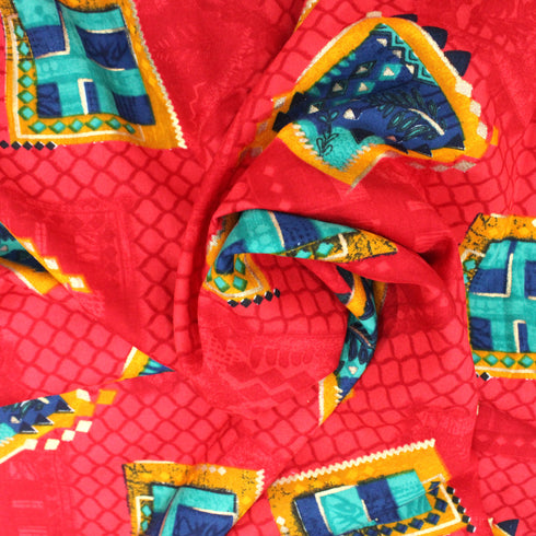 3 Metres, Dressmaking Gold Foil Viscose, - 55" Wide - Red