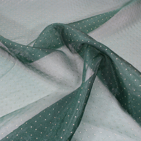 Per Metre Sequin Embroidered Organza - 45" Wide Dark Green