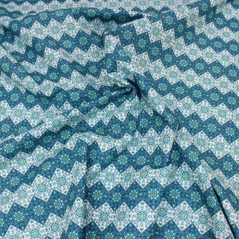 Sold Per Metre, Premium Quality Printed Digital Cotton, 'Turkish Tiles' - 45" Wide