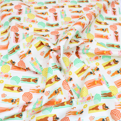 Sold Per Metre, Premium Quality Printed Digital Cotton, 'Sunbathing' - 45" Wide