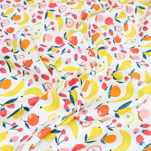 Sold Per Metre, Premium Quality Printed Digital Cotton, 'Five A Day' - 45" Wide