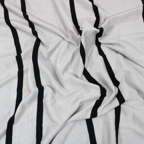 3 Metres Premium Quality Stripped Jersey - 55" Wide - Grey & Black