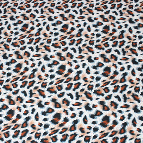 3 Metres Peach Skin Animal Print - 55" Wide - Orange & White Leopard