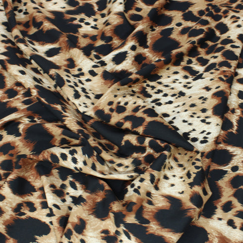 3 Metres Peach Skin Animal Print - 55" Wide - Dark Brown Leopard