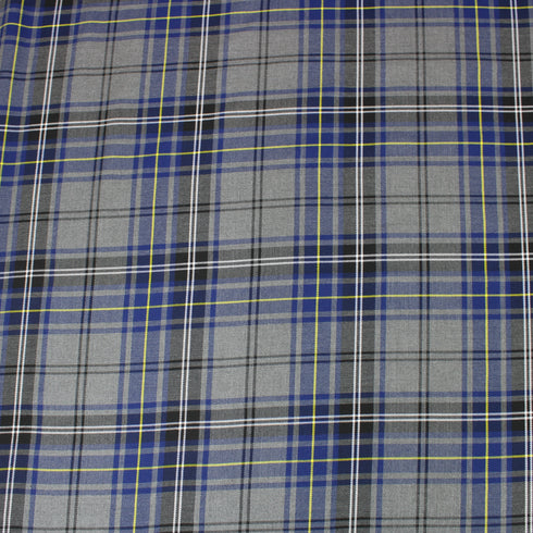 Per Metre, Polycotton Viscose Tartan, 'Royal' - 55" Wide