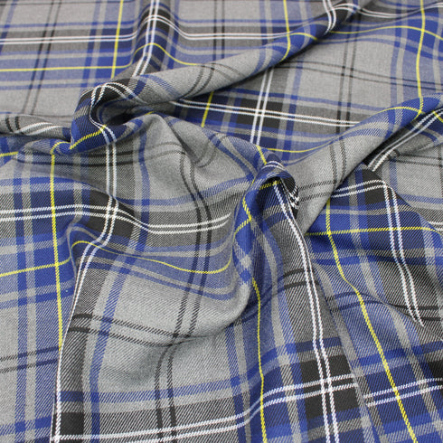 Per Metre, Polycotton Viscose Tartan, 'Royal' - 55" Wide