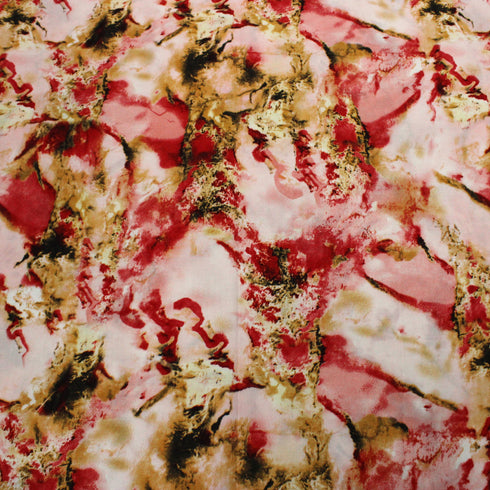 3 Metres, Luxury Printed Viscose, - 55" Wide - Red Tie-Dye