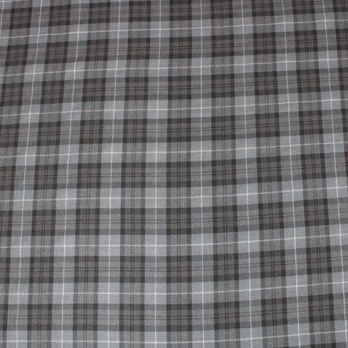 Per Metre, Polycotton Viscose Tartan, 'Grey' - 55" Wide