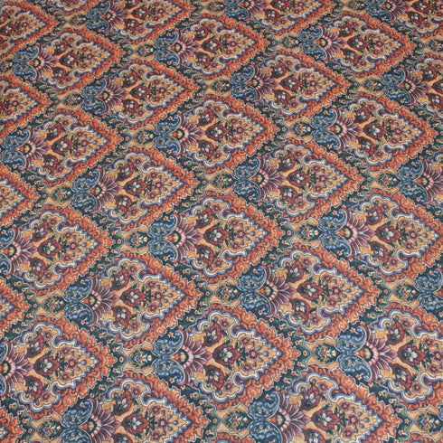 3 Metres Printed Cashmere Effect Fabric, 'Orange Baroque'- 45" Wide