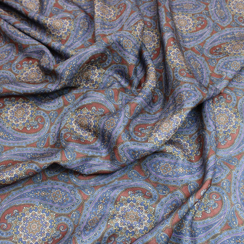3 Metres Printed Cashmere Effect Fabric, 'Henna Paisley'- 45" Wide