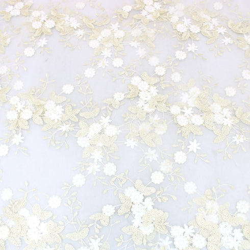 3 Metre Luxury Embroidered Lace - 55" Wide - Ivory