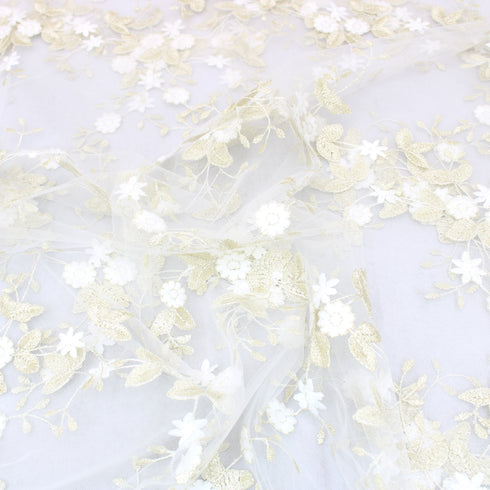 3 Metre Luxury Embroidered Lace - 55" Wide - Ivory