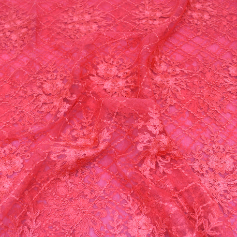 3 Metre Luxury Embroidered Lace - 55" Wide - Red